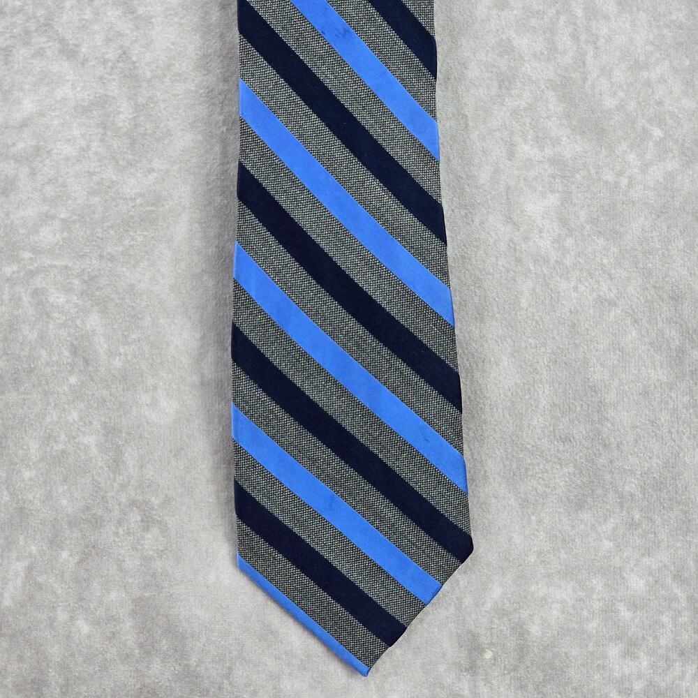 Croft & Barrow Gray Blue Stripe Repp Geometric Silk‎ Viscose Neck Tie Men's